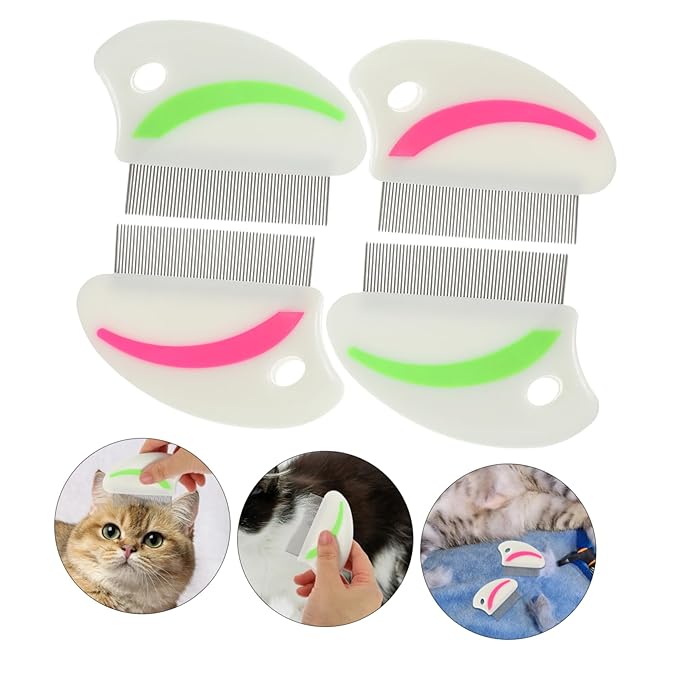 SUPVOX 4pcs Pet Removal Comb Flea Comb for Cats Cat Grooming Brush Pet Dust Remover Random Style
