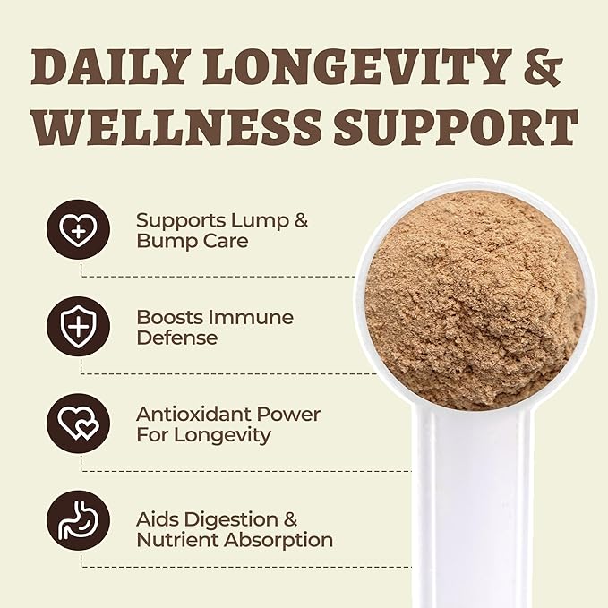 Wellix Mushroom Powder Supplements for Dogs & Cats - Lumps & Bumps Dog Supplement - 8 Types of Mushrooms, Turkey Tail Mushroom for Dogs for Immune, Digestive, Kidney Support - Dog Food Toppers