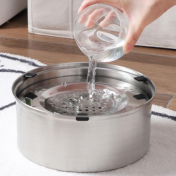 304 Stainless Steel Dog Water Bowl Dispenser 3L Large Capacity Spill Proof Slow Drinking Pet Water Bowl for Dogs Cats Anti Splash Non Slip Pet Feeding Supplies.
