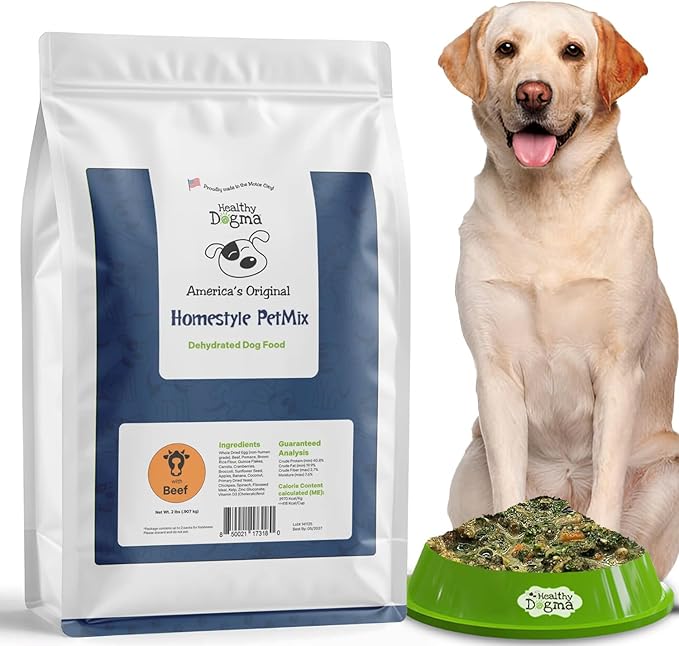 Healthy Dogma - Homestyle PetMix Dehydrated Dog Food with Beef & Raw, Clean Ingredient - No Preservatives, Homemade Dog Food (Homestyle PetMix with Beef, 2 lbs)