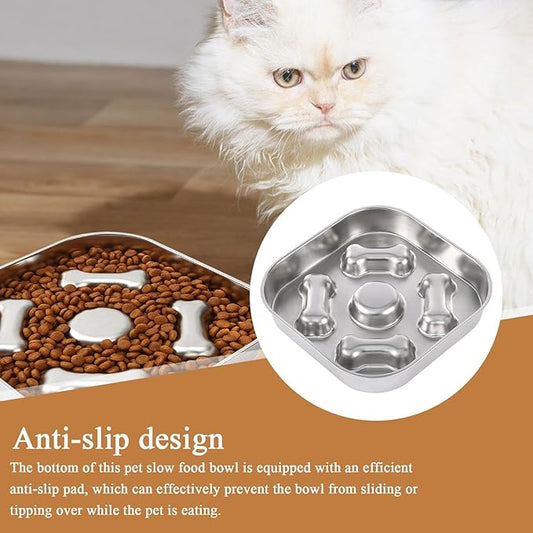 Genérico Slow for Dogs, Stainless Steel Pet Supplies | Puzzle for Dogs and Cats, for Wet and Dry Food, Indoor and Outdoor Use, for