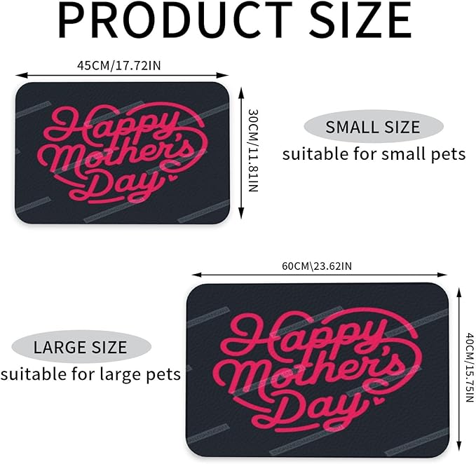 Pet Feeding Mat Absorbent Dog Mat for Food and Water Bowl Dog Accessories Happy Mother's Day Floral Gift for Mom Red Pet Supplies Dogs Quick Dry Cat Water Dispenser Mats 18X12In