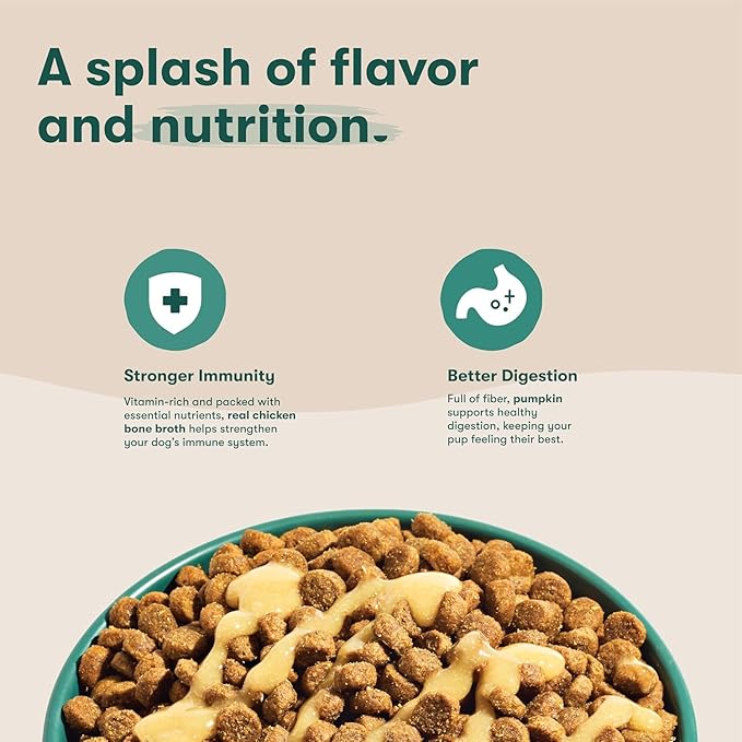 Jinx Kibble Sauce for Dogs - Premium Dog Food Kibble Topper Sauce & Flavor Booster Made with Chicken Bone Broth - All-Natural Ingredients, No Additives or Fillers - 12 Oz (Pack of 2)