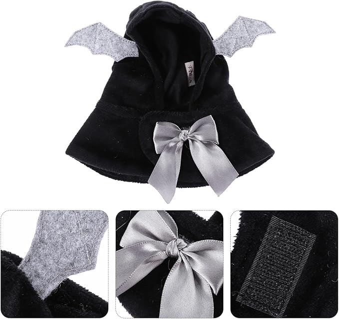 DOITOOL Dog Cloak Hoodie for Pets Cotton Bat Wing Hooded Costume Black Neck Circumference 30cm Christmas Dog Clothes and Puppies Pet Supplies Apparel