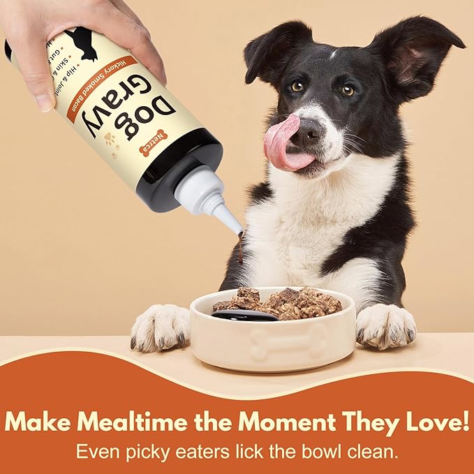 Dog Gravy Topper – Bacon Flavor for Picky Dogs, with Essential Vitamins & Functional Nutrients for Hip & Joint Support, Turn Basic Kibble into a Power-Packed Meal – 16 OZ