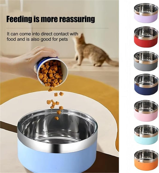 1PCS Stainless Steel Pet Bowl Round Thickened Cat and Dog Food Bowl Multi-Specification Anti-Fall Food Bowl Feeding Pet Supplies(Purple,S-14CM)