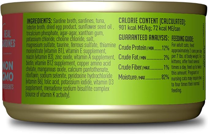 Tiki Cat Grill Pâté, Sardines & Lobster Consommé, High-Protein and 100% Non-GMO Ingredients, Wet Finely Minced Cat Food for All Life Stages, 2.8 oz. Cans (Pack of 12)