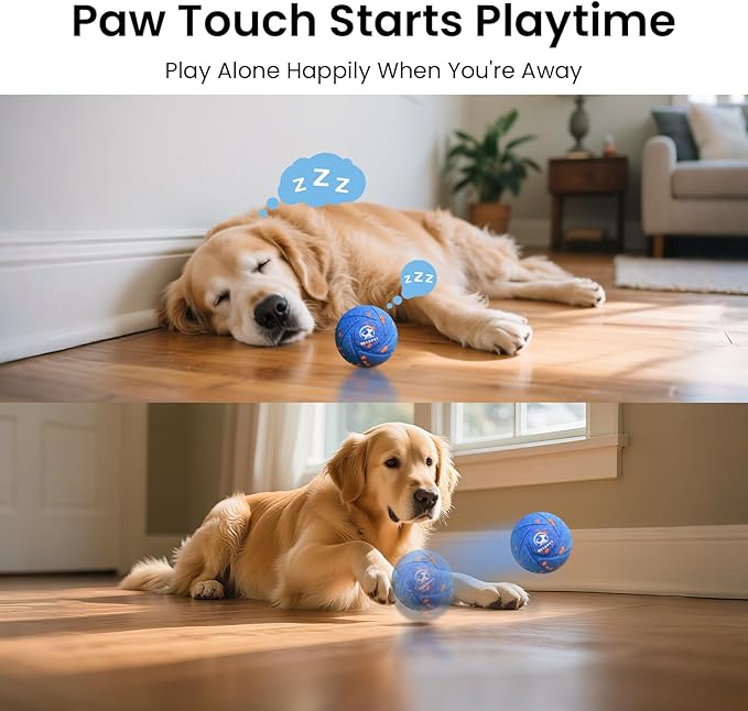 Interactive Dog Toys Dog Ball - Auto Bouncing & Rolling, Chew-Resistant E-TPU Material, 3 Interactive Modes, IPX7 Waterproof, Smart Chase Pet Toy Ball for Medium and Large Dogs (Blue)