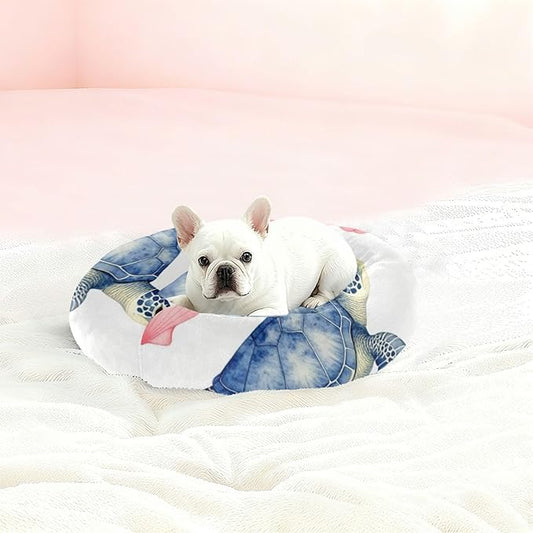Pet Cat Beds Relieve Stress fluffier Dog Pillow Bed for Medium Size Pets Supplies Turtle Ocean Print