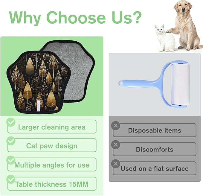 Reusable Pet Hair Removal Glove Trees Themed Magic Brush for Cat & Dog Hair Remover for Car, Sofa, Bedding, Clothes - 9x9 Mitt Washable