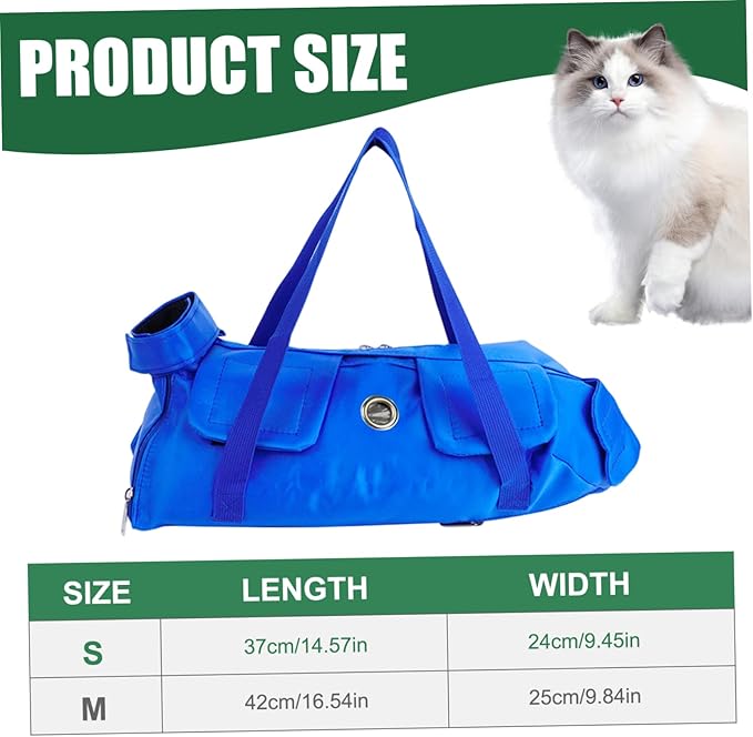 Cat Restraint Bag, Comfort Adjustable Nylon Cat Nail Trimming Restraint with Handle, Anti-Bite & Anti-Scratch for Home, Pet Shop, Travel, Small