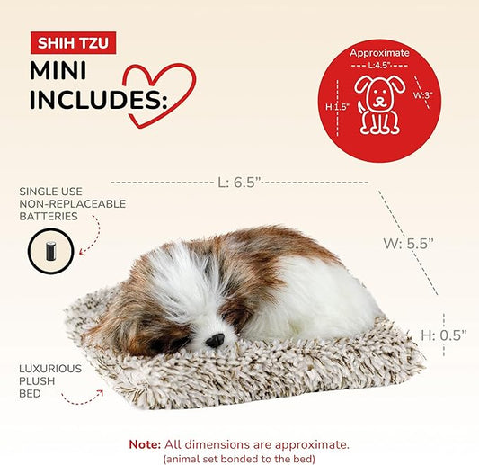 Mini Shih Tzu, Stuffed Animals for Girls and Boys, Dog Toys for Kids and Elderly, Battery-Operated Live Pet Toys, Companion Realistic Dog Calming Toys with Synthetic Fur