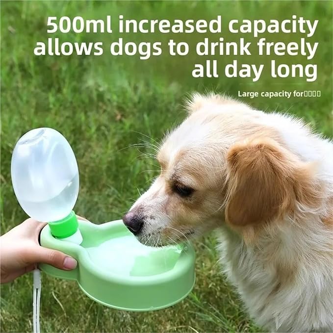 Portable Leak-Proof Pet Water Bottle - 2pcs Folding Cat Dog Water Bowl, Food Grade Feeding Supplies(Green,350ml)