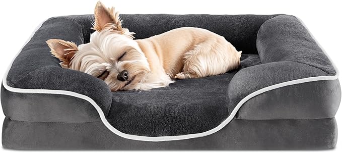 NEWBULIG 35x25 Inch Orthopedic Dog Bed Large Sized, Dog Couch/Sofa Bed with Washable Cover, Waterproof, Memory Foam, Soft Fluffy Surface
