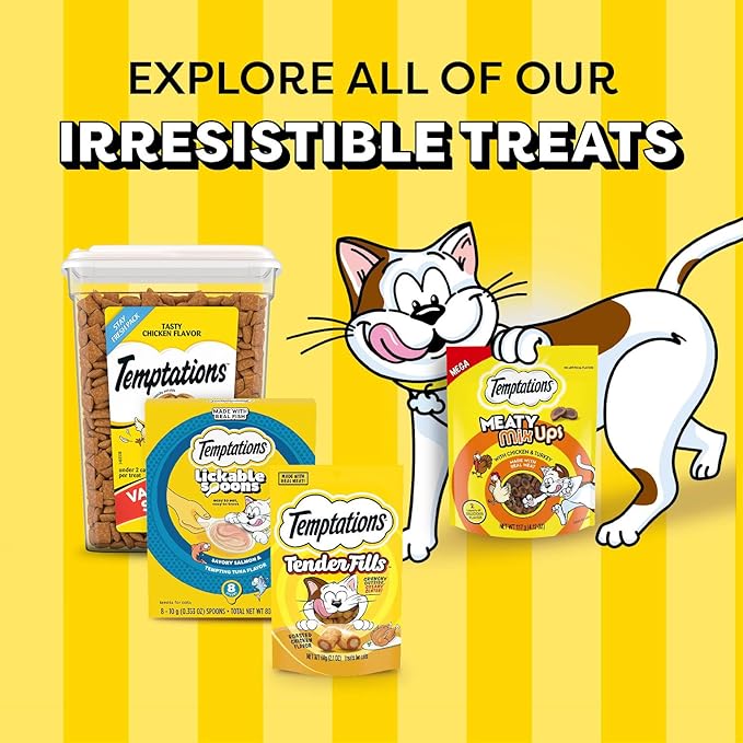 Temptations Lickable Spoons, Soft Lickable Cat Treats, Adult Wet Cat Treats, Savory Salmon and Tempting Tuna Flavor, 4 Spoons, Pack of 12 (48 Total)