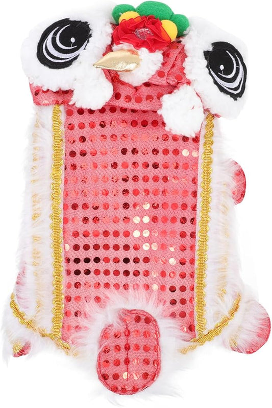 VOSAREA Lion Dance Dog Costume, Red Festive Pet Garment, Puppy New Year Apparel for Party and Festival, Size S, Soft Fabric Pet Supply