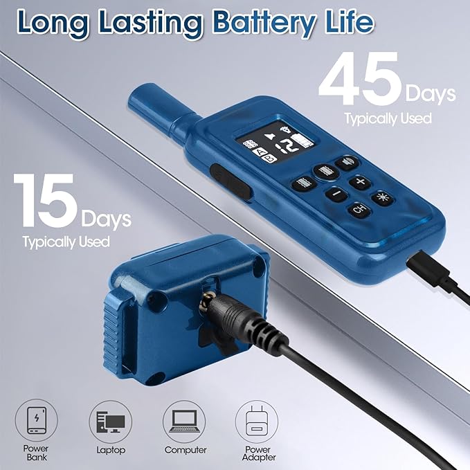 Small No Shock Dog Training Collar for Small Dogs 5-15lbs, Strong Vibrating Dog Collar Beep and Vibrate Only, Safe Lock Waterproof Rechargeable Vibration Collars for Dogs-No Prongs,Blue and Grey