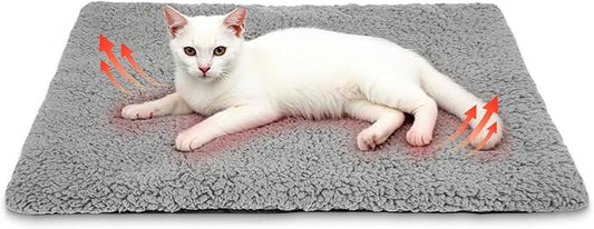 Self Warming Cat Bed Self Heating Cat & Dog Pad - Waterproof Heated Thermal Mat, Non-Slip, Washable for Senior Pets, Kittens, Dogs, Indoor/Outdoor Use, Non-Electric (Grey, 24" X 18")