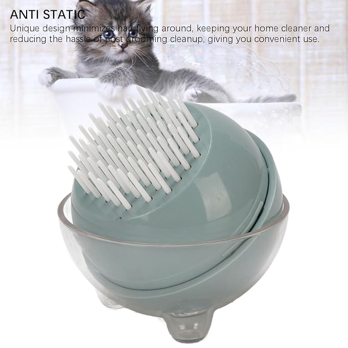 Pet Massage Brush, Comfortable Grip and Efficient Design Gentle Remove Loose Hair Pet Grooming Cleanup Comb for Short Haired Dogs and Cats(Gray) (Green)