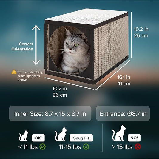 360° Cardboard Cat Scratcher Tunnel & House
