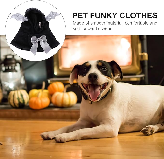 DOITOOL Dog Cloak Hoodie for Pets Cotton Bat Wing Hooded Costume Black Neck Circumference 30cm Christmas Dog Clothes and Puppies Pet Supplies Apparel