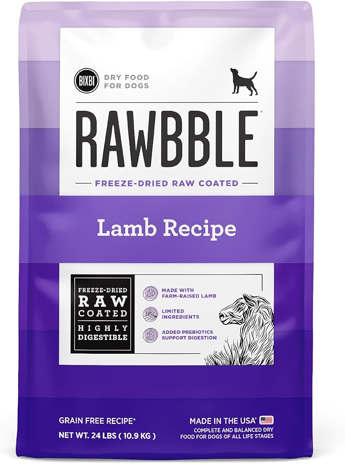 BIXBI Rawbble Freeze-Dried Raw Coated Dog Food, Lamb – Fresh Meat, No Meat Meals, Grain-Free – USA Made, 24 lbs