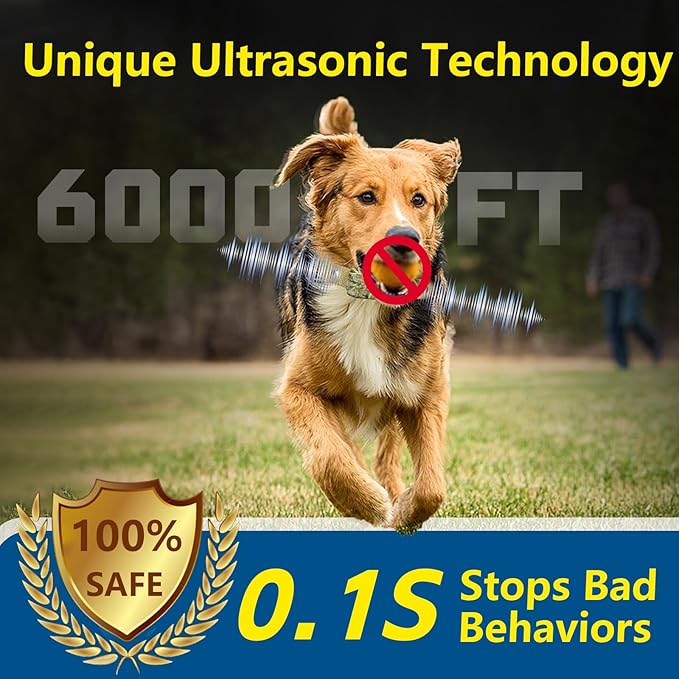 Wireless Dog Fence System for 2 Dogs with 2 Collars 856 Acre Electric Dog Fence Shock Mulit Dogs Training Collar with Remote Ultrasonic Portable Waterproof Outdoor Safe Pet Containment System