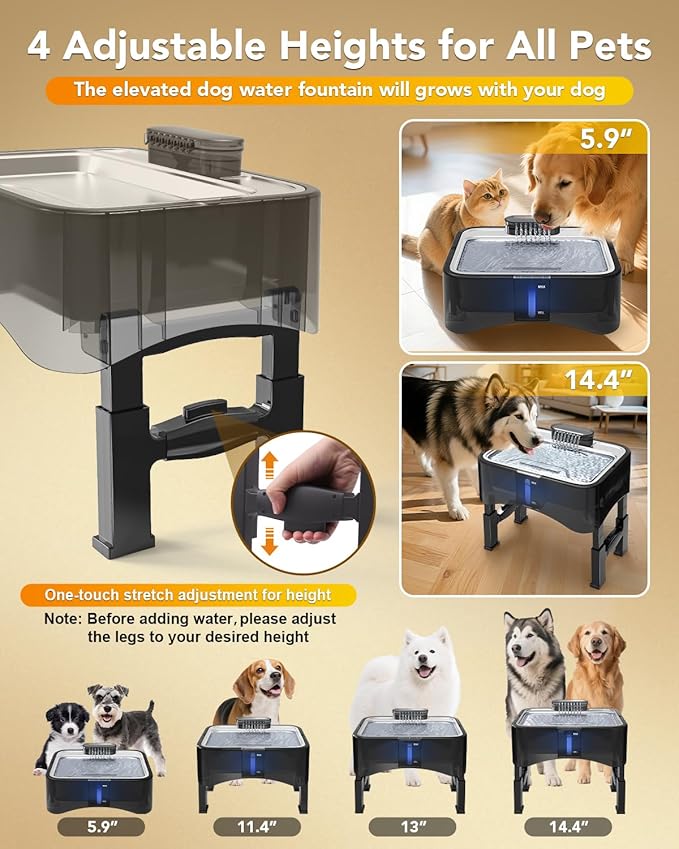 UPSKY 2.25Gal Elevated Dog Water Fountain Filters - 10 Replacement Filters, 6 Pre-Filter Sponges & 1 Cleaning Brush