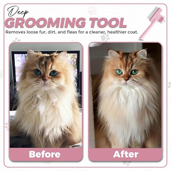 Pet Hair Removal Glove & Comb for Cats and Dogs – 2-in-1 Grooming and Deshedding Glove – Gentle Silicone Brush for Shedding, Bathing & Massage