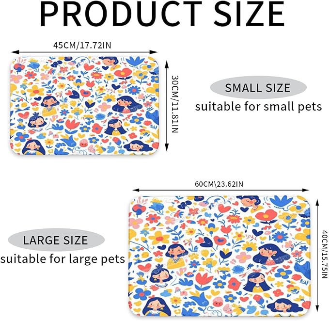 Dog Food Mat Happy Mother's Day Floral Gift for Mom Ck Absorbent Water Bowl Mats Cat Pet Feeding Placemats 18X12In