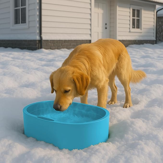 Heated Water Bowl for Dog Cat, Outdoor Warming Dog Bowl with Chew Resistant Power Cord, Waterproof Heat Pet Bowl Smart Heating in Winter Antifreeze for Dog Cat Chicken Duck, 125 fl oz (Teal Blue)