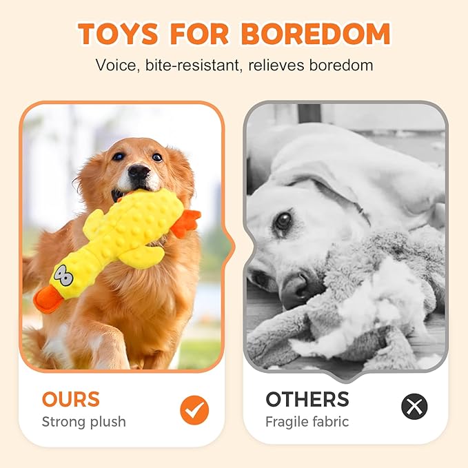 Dog Toys for Aggressive Chewers, 2026 Upgraded Duck Indestructible Dog Toys, Squeaky Plush Dog Puppy Chew Toys for Boredom Relief, Cute Yellow Duckling Plush for Playtime (Green)