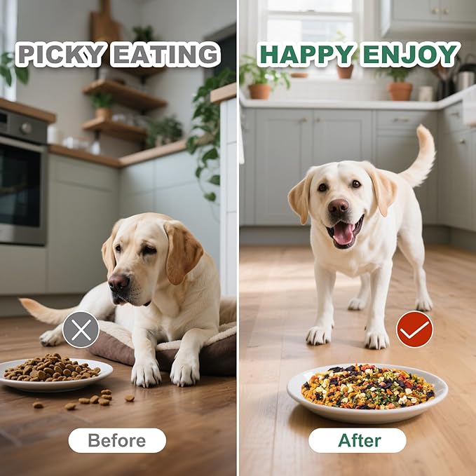 12-in-1 Vegetable Fruit Mix Cats Dogs Treast - Natural Ingredient Food Toppers Picky Eaters, High Fiber Digestive Health, Grain-Free(8.5oz)