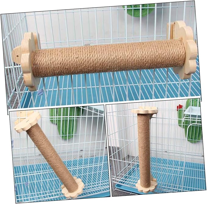 Toyvian Cat Scratching Post and Reusable Wear-Resistant Sisal Pole with Solid Wood Core 40cm for Cat Cage Accessory Indoor Kitten Self-Grooming Furniture