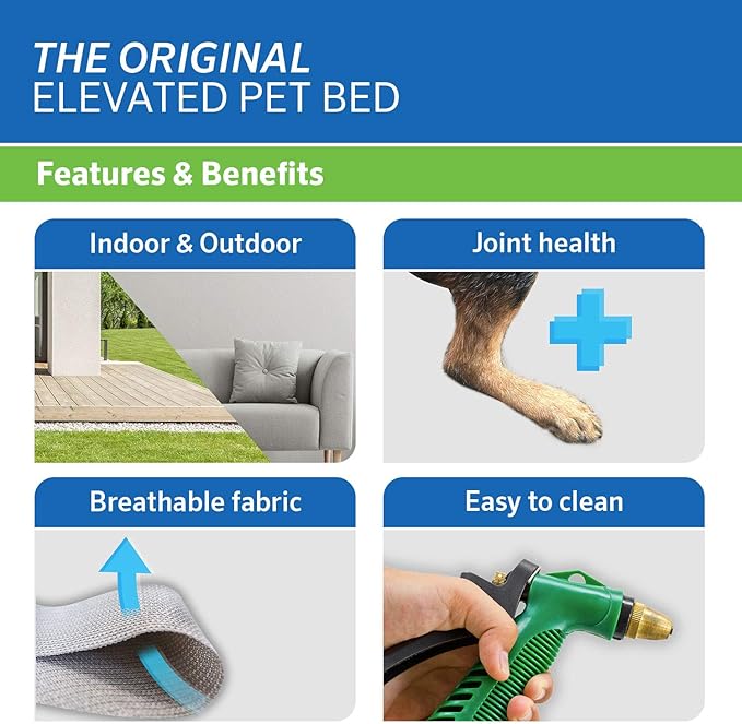 Coolaroo The Original Cooling Elevated Pet Bed, Medium, Brunswick Green