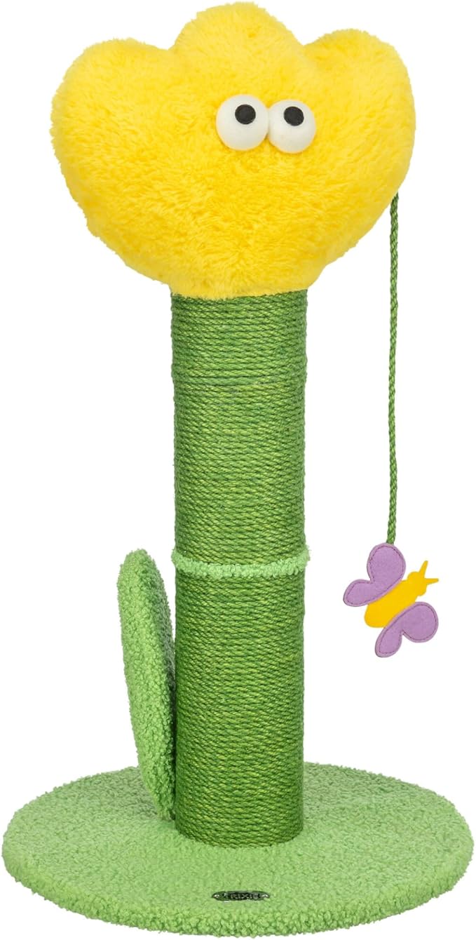 Trixie Lillian 22" Scratching Post - Small Whimsical Flower Cat Tree with Dangling Toy - Indoor Cat Jute Scratcher Furniture