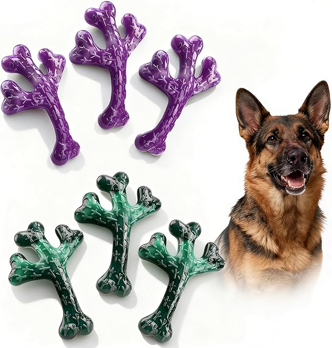 Dog Toys for Aggressive Chewers: Dog Chew Toys 6 Pack Beef Flavored Indestructible Toy, Easy to Use & Clean, Tough Nylon Chew Bone for 20-90 lbs Medium and Large Dogs