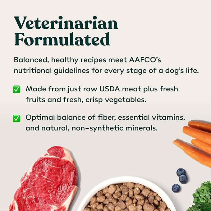Little Hunter- All Natural Freeze Dried Raw Fresh Dog Food (Beef) | Small & Large Breeds Topper & Meals | High Protein + Organic Fruits & Veggies Veterinarian Made Small Batch USDA Certified raw Beef