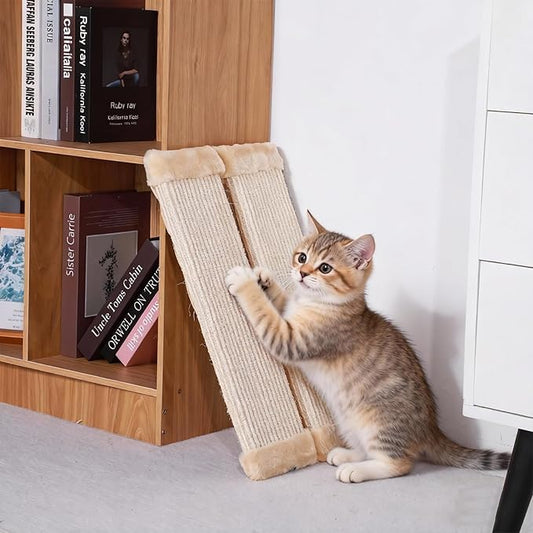 Sisal Corner Cat Scratcher 20" Wall-Mounted Sisal Cat Scratch Pad Scratching Post Furniture Protector Kittens Scratch Board for Indoor Cats