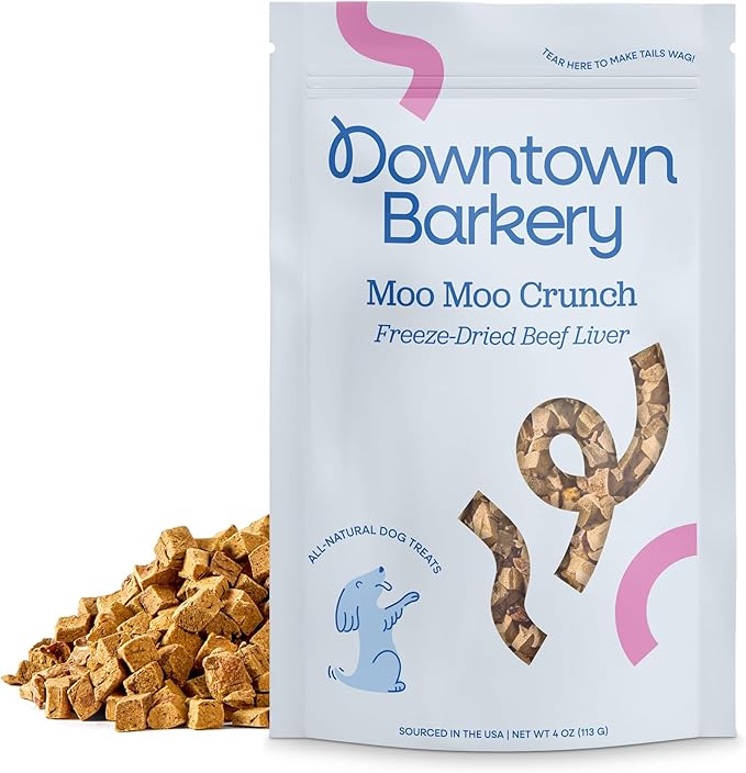 Downtown Barkery Freeze Dried Dog Treats - Single Ingredient, Low Calorie, Rich in Vitamins and Minerals - All Natural - Freeze Dried Beef Liver Dog Treats, 4 Oz