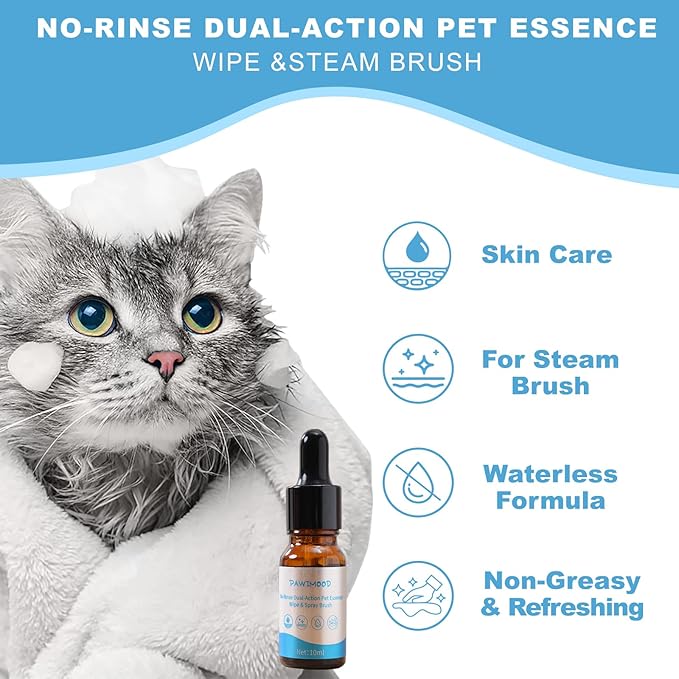 No-Rinse Pet Shampoo & Conditioner Essence for Dogs & Cats, Dilute Before Use, for Small/Medium Pets, Soothes Skin, Hydrates Coat, Pomegranate Scent, Suitable for Pet Steam Brush，0.34oz*1
