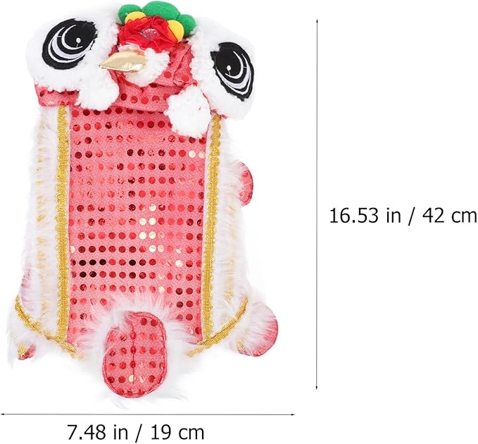Festive Dog Clothes Lion Dance Costume Red S Puppy New Year Apparel Pet Supplies