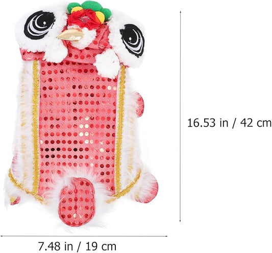 Festive Dog Clothes Lion Dance Costume Red S Puppy New Year Apparel Pet Supplies