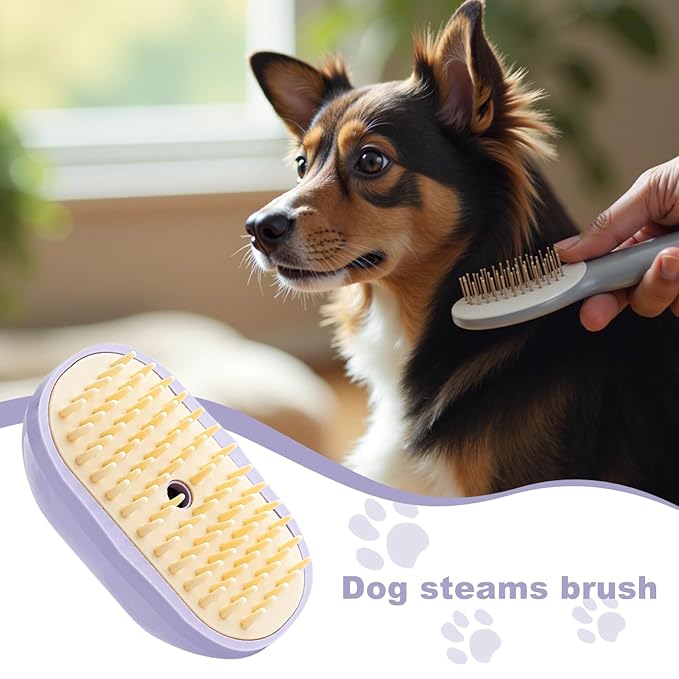 Pet Steamy Brush, Type C Rechargeable Pet Grooming Comb, Electric Massage Cat Dog Hair Care Tool, Portable Pets Cleaning Brush Accessory, for Small Medium Large Kitten Puppy Home Use