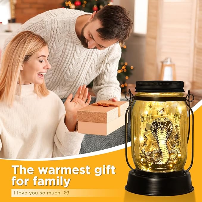 Snake Gifts for Women/Men Snake Solar Lanterns Mom Birthday King Cobra Snakes Animal Lovers Lantern Animal Memorial Lights Solar Garden Decoration for Yard, Patio,Backyard,Porch Torches, Home Decor