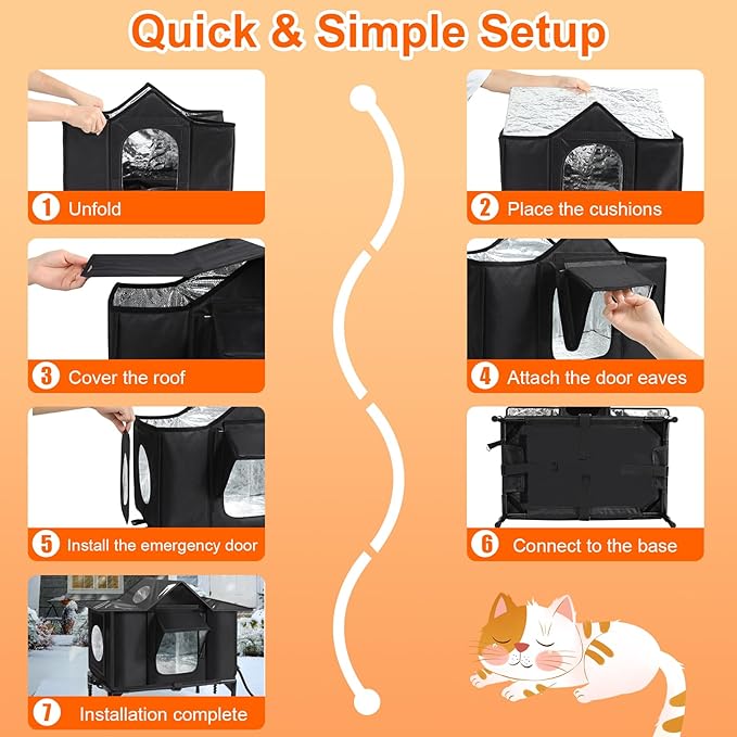 Outdoor Cat House, Weatherproof Insulated Feral Cat Houses for Outdoor Cats, Safe Escape Door, Cat House for Outside, Out Door Stray Cat Shelter with Elevated Base, Cat Houses & Condos(Large)