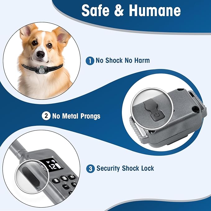 Small No Shock Dog Training Collar for Small Dogs 5-15lbs, Strong Vibrating Dog Collar Beep and Vibrate Only, Safe Lock Waterproof Rechargeable Vibration Collars for Dogs-No Prongs,Grey
