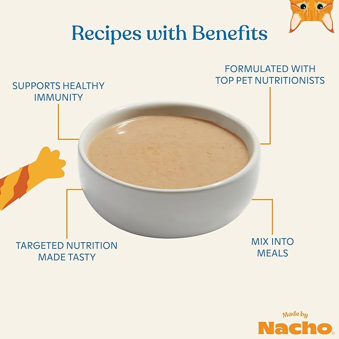 Made by Nacho Bone & Joint Support Meal Topper, Cage-Free Chicken Puree with Bone Broth, Cat Food Topper, Hydration and Flavor, Immune Support, 1.4 oz Each, 18 Count