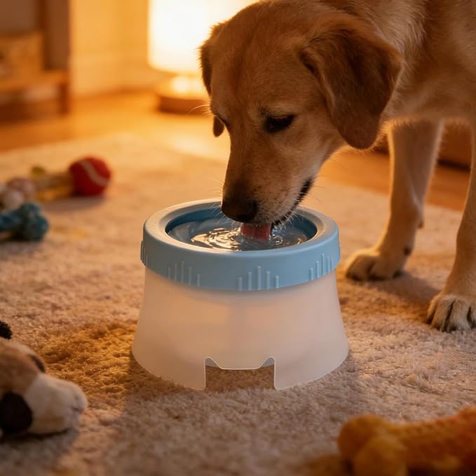 Stable Pet Bowl, Floating Water Dispenser, Non‑Slip Feeding Station, Spill Proof Drinking Container, Indoor Outdoor Travel Accessory, Dog Supplies for Home, Backyard, Camping