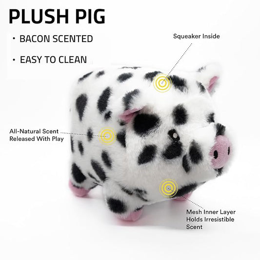 Playology Dog Toys | Plush Toy Pig Stuffed Animal for Dogs, Value 2-Pack | Small Bacon Scented Toys - Easy to Clean and Made from Non Toxic Materials